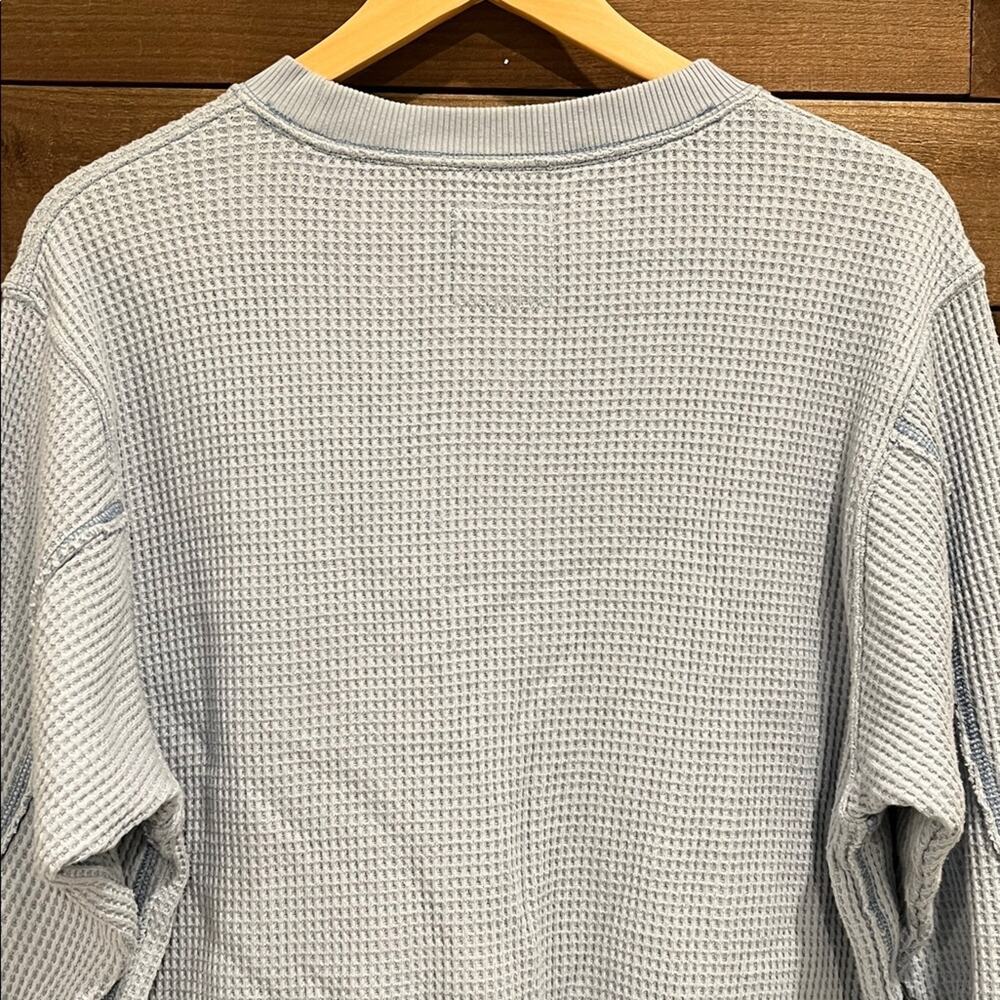 Aerie Women's Oversized Waffle Crew Neck Sweatshirt in Light Blue - Picture 5 of 8